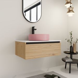 30 Wall-Mounted <b>Bathroom</b> <b>Vanity</b> with Pink Art Ceramic Sink and 1 Soft-Close Drawer Plywood (KD Packing) - Product Image 3