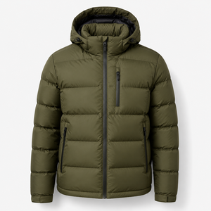 High Street Canvas <b>Waterproof</b> Hooded Turn-down Collar <b>Warm</b> Comfortable High Quality Men's Winter Bomber Puffer <b>Jacket</b> - Product Image 4
