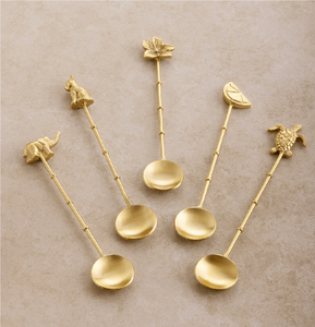 Brass Spoon Set Of 5 Pieces <b>Fork</b> & Spoon <b>Dessert</b> Sets manufacture Exclusive designer Spoon Sets Best Price - Product Image 2