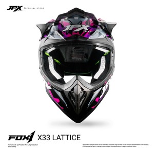 Le casque de motocross JPX Fox1 Motif X 33 offre une protection supérieure et un style audacieux pour une expérience de motocross ultime. - Product Image 1