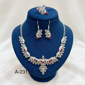 Juego de Joyería para Mujer de Moda, Chapado en Rodio con Aleación de Zinc y Circonita, Certificado por MOLL JEWELLERS (Collar y Aretes), Regalo de Boda, Fiesta - Product Image 5