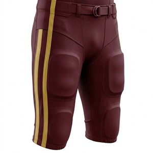 Ensemble de maillot de football américain Wize International pour hommes, couleur bordeaux et or, manches courtes, col en V, uniforme rembourré, uniforme de football américain - Product Image 4