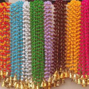 Guirlande Indienne Faite à la Main avec Pompons et Clochettes, Décoration Murale de Mariage, Festive, Maison, Couronnes, Accroche-Porte - Product Image 1
