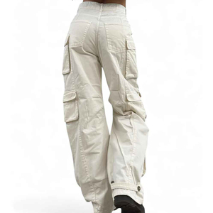 Women <b>Cargo</b> Pants High Quality Breathable Flat Front Multi Pocket Belt Casual Street Style <b>White</b> Jeans Tooling Pants Loose Fit - Product Image 5