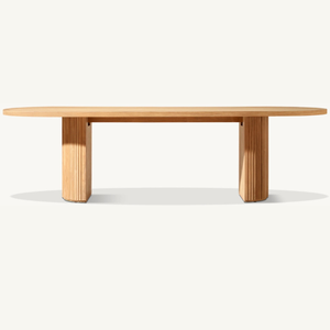 Mesa de forma ovalada hecha de madera de teca de buena calidad con estilo moderno, adecuada para uso en exteriores y duradera. - Product Image 4