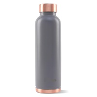 Botol Air Logam Ungu Dengan Tutup Dan Alas Tembaga Desain Minimalis Wadah Minum Portabel Untuk Perjalanan