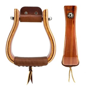 Estribos de Madera de Primera Calidad para Carreras de Caballos SKI INTERNATIONAL SI-HS-0133, Equipo Personalizado para Montar a Caballo, Estilo Western, Madera y Cuero - Product Image 3