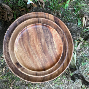 Simple Round Wooden Platter <b>Set</b> For <b>Lunch</b> Dinner Restaurant Hotel Serving Tableware And Daily Dining Use Plates From India - Product Image 1