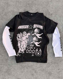 Ropa de calle personalizada para hombre, camiseta de manga doble capa, camiseta Unisex 2 en 1 de manga larga doble capa - Product Image 5