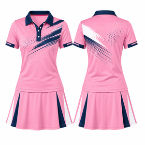 Custom Women Tennis Uniform Sublimation Graphic Polo Shirt <b>Skirt</b> Set Breathable Quick Dry Badminton Dress Tracksuit Wholesale - Product Image 2