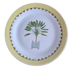 Nouveau plateau en métal émaillé, magnifiquement fabriqué à la main, pour la décoration de la maison, avec un design Art Déco imprimé d'oiseaux et d'arbres. - Product Image 5