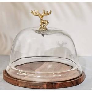 แท่นวางเค้กไม้ทรงกลมคุณภาพเยี่ยม พร้อมโดมครอบ สำหรับตกแต่งเค้กวันเกิด แท่นวางเค้กผลไม้ไม้ - Product Image 5