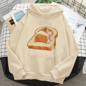 เสื้อฮู้ดลายการ์ตูนหนูแฮมสเตอร์น่ารักสำหรับผู้หญิง ผ้าฝ้ายบุซับใน ระบายอากาศได้ดี ใส่ได้ในฤดูหนาว ทรงปกติ มีกระเป๋าหน้า - Product Image 4