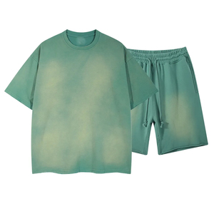 Ensemble T-shirt et short pour homme, qualité supérieure, manches courtes, effet délavé à l'acide minéral, tissu résistant, T-shirt oversize pour homme - Product Image 2