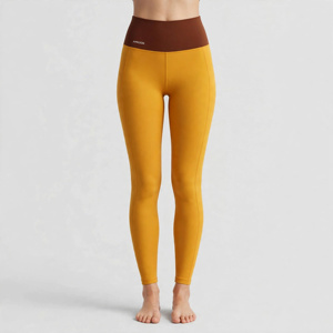 Amkoor Women's High Waist Full Length <b>Leggings</b> Solid Color Spandex/<b>Nylon</b> Knitted Stretch Breathable Comfortable Casual Seamless - Product Image 1