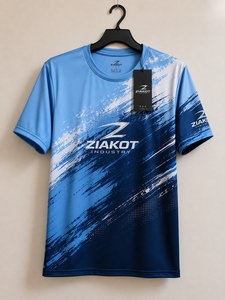 T-shirt de performance personnalisé pour homme, bleu marine-blanc, nouvelle conception ZIAKOT industry - Product Image 1