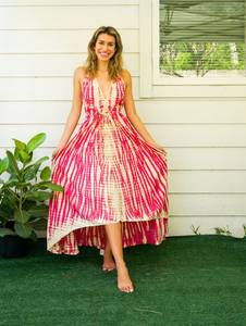 Vestido Maxi Tie Dye de Diseño Sencillo, Tejido Informal sin Mangas, Estilo Dulce - Product Image 3