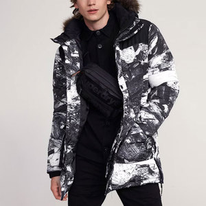 Veste longue à capuche pour homme avec garniture en fourrure, manteau d'hiver chaud en duvet, veste parka zippée, streetwear - Product Image 2