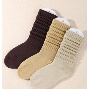 Custom Women's Thick Solid Crew Slouch <b>Socks</b> 6 Pairs Cotton Knitted <b>Boot</b> Warm Thermal Cozy Winter Christmas Gifts Neutro Color - Product Image 2