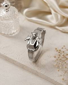 Luxury 925 Sterling <b>Silver</b> Rose Gold Plated <b>Cuff</b> <b>Bracelet</b> with Animal Heads and Crystal Inlay Unisex Everyday Wear Gift - Product Image 4