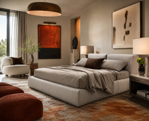Luxury Modern Upholstered Platform <b>Bed</b> <b>King</b> Size | Italian Minimalist Soft <b>Bed</b> <b>Frame</b> | Contemporary Designer Bedroom Furniture - Product Image 5