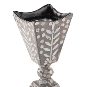 Luxury Grey Mother of Pearl Resin <b>Bakhoor</b> Burner Mabkhara Arabic <b>Oud</b> Wood Incense Handmade Home Fragrance Decor - Product Image 3