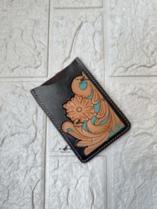 กระเป๋าสตางค์ใส่บัตรเครดิตแบบตะวันตกสีเทอร์ควอยซ์สำหรับทุกเพศ - Product Image 4