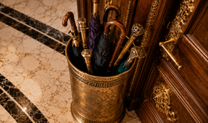 Antique Brass <b>Umbrella</b> Stand with Ornate Design for Hotel Lobby Decor Metal Handicraft One-Sided Capacity Freestanding - Product Image 4