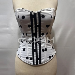 Full Bust Sublimated Printed Polka Dot Satin Corset Top - Product Image 1