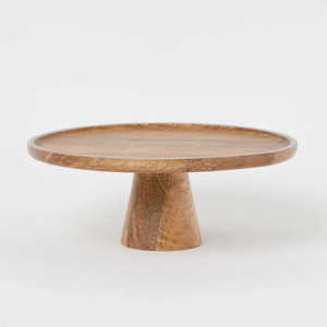 Modern Wooden Cake Stand Pedestal Round Wood Cake Plate Pastry Dessert Display Tray Serveware Wholesale Bakery Dessert Stand - Product Image 1