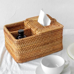 Portapañuelos de ratán, caja para servilletas de papel, cajas de pañuelos para restaurantes y hoteles. - Product Image 2