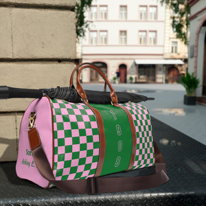 Bolsa de Viaje Elegante Rosa y Verde Inspirada en Checkmate AKA, Bolsa de Fin de Semana AKA Sorority, Regalo Personalizado - Product Image 5