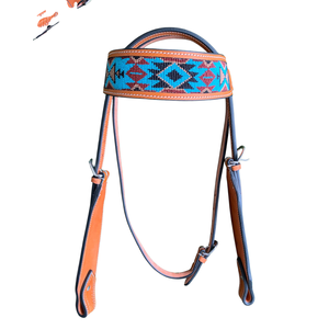 Ensemble d'attelage pour cheval occidental fait main en cuir floral gravé, avec têtière, collier de poitrage et rênes - Product Image 4