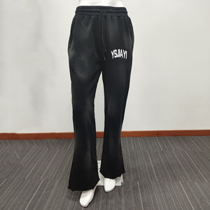 Customized Flare Pants Women Casual Loose Fit Elastic Waist Full Length Knitted Solid Color With Logo Autumn Wear - Product Image 4