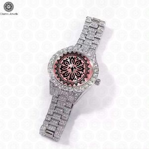 Montre de luxe pour homme Charm Jewels, bracelet en acier inoxydable, cadran mandala rose, cristal saphir, mouvement mécanique analogique, 40 mm, 10 bars - Product Image 1