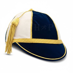 Casquettes de cérémonie personnalisées brodées pour le rugby, casquettes d'honneur pour le cricket avec tresse et pompon argentés et dorés - Product Image 6