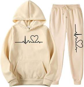 Conjunto Deportivo Premium con Capucha, Sudadera Larga de Algodón y Pantalones Jogger con Estampado de Latidos, Ropa Casual de Otoño - Product Image 6