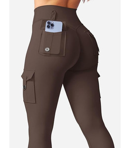 Leggings de yoga décontractés élastiques pour femmes, couleur unie, logo personnalisable, respirants, séchage rapide – Meilleures ventes 2025 - Product Image 3