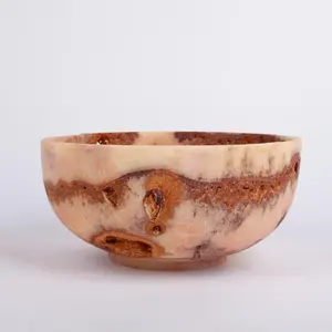 Cuenco de piedra artesanal, centro de mesa de piedra natural, ónix de alta gama hecho a mano, accesorio decorativo de lujo pulido, precio al por mayor - Product Image 3