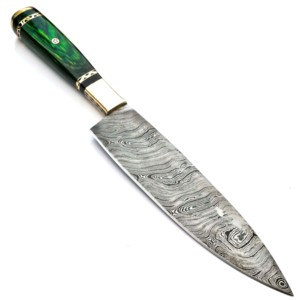 Couteau de chef de camping OEM, 12 pouces, design multi-usages, acier Damas de qualité industrielle, lame droite à pointe tombante - Product Image 1