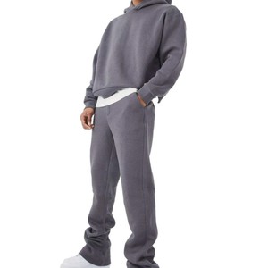 High Quality 100% Cotton Breathable Winter Hooded Heavyweight Eco-Friendly Solid Casual Gym Fitness Training Running <b>Tracksuit</b> - Product Image 4