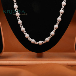 Collar de Cadena de Palomitas de Maíz con Diamantes Cultivados en Laboratorio, Chapado en Rodio sobre Plata S925, Joyería Fina de Lujo para Uso Diario, Unisex - Product Image 1