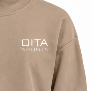 Sudadera beige de cuello alto para mujer, jersey de manga larga, holgado, de forro polar, cuello simulado, informal, de invierno, estilo urbano, top de moda - Product Image 5