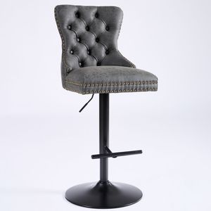 A a Furniture's Modern <b>Bar</b> <b>Stools</b> with Retro PU <b>Adjustable</b> 26-33 Inch Seat Height Comfortable Backrest Aged Retro Style - Product Image 3