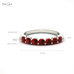 Bague demi-éternité en grenat du Mozambique avec or blanc massif 14 carats, bague de promesse, produits tendance en provenance d'Inde - Product Image 3