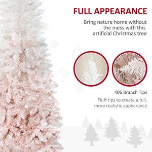 Albero di Natale Artificiale Alto 6 Piedi Non Illuminato con Realistiche Rami di Abete Rosa e Bianco e Base in Acciaio - Product Image 4