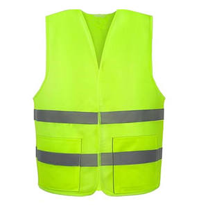 Chaleco de seguridad de alta visibilidad unisex con rayas reflectantes, ropa de trabajo de poliéster, verde - Product Image 1
