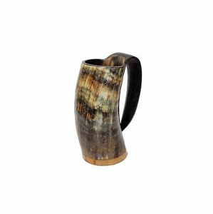 Mug à boire en corne naturelle fait main, style viking, en corne de buffle, avec base en bois, FAIZA CRAFT Uttar Pradesh, logo personnalisé - Product Image 5
