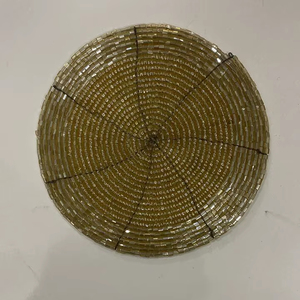 15-Inch Oval Handmade <b>Beaded</b> Plant <b>Placemat</b> Woven Embroidered Cotton Jacquard Technique Anti-Slip Washable Eco-Friendly Home - Product Image 3
