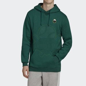Sweat-shirt à capuche vert foncé pour homme, coupe classique, en molleton de coton, couleur unie, décontracté, manches longues, avec poche, pour l'automne - Product Image 6